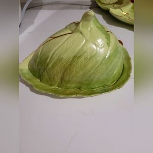 Royal Winton Grimwades Butter Cheese Keeper Leaf Ware Light Green w/Gold